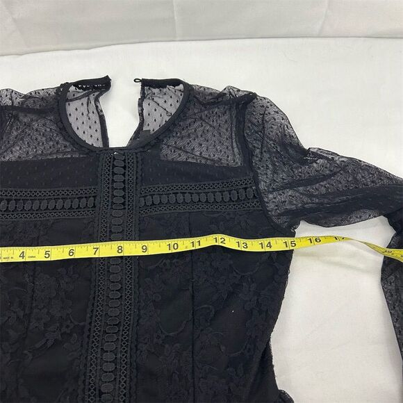 Disney Snow White Black Lace Swing Dress M Polka Dot Party Long Sleeve - Picture 9 of 11